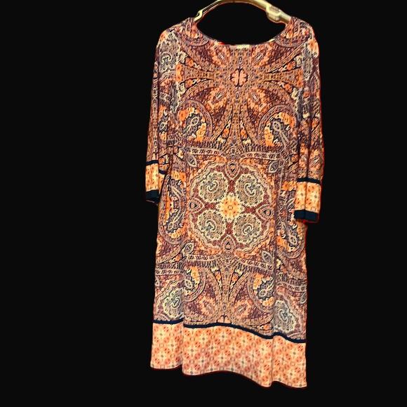 London Style Collection Sz 18 Women’s 3/4 Sleeve Multicolor Midi Dress - Picture 2 of 8